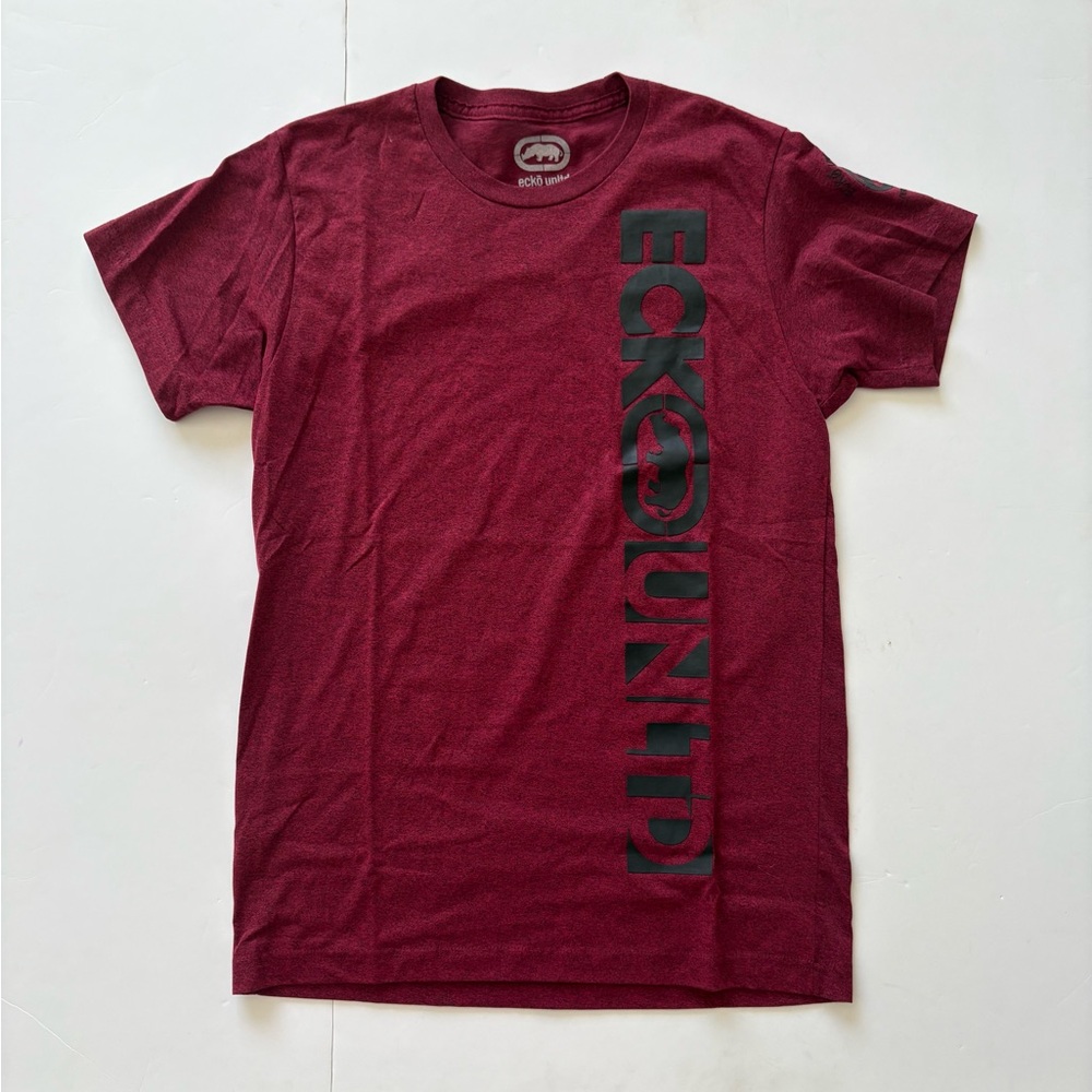 Ecko Unlimited Men's Vertical Logo T-Shirt in Burgundy Red Medium